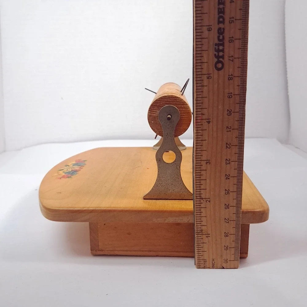 Vintage Befag music box Wood toilet paper holder floral Switzerland Rapsodie Sue